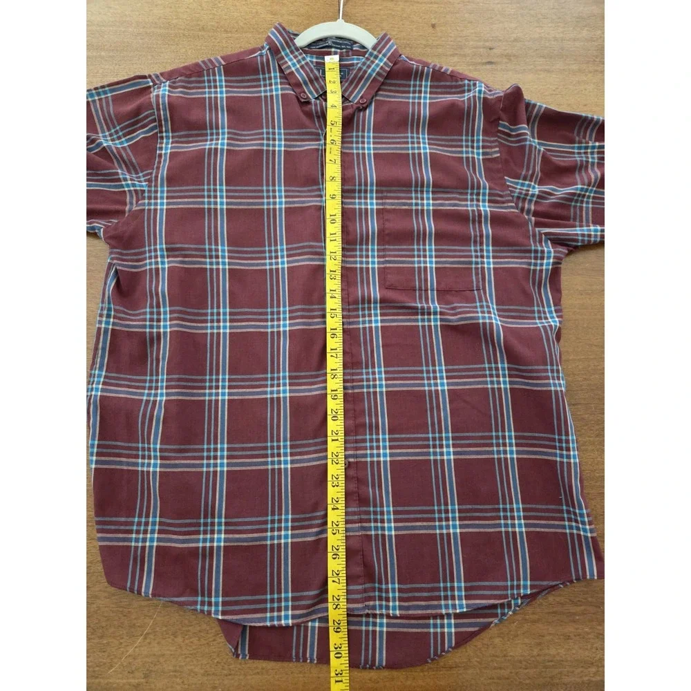 Men's Vtg Levi's Button Down Shirt Plaid Long Sleeve Sz‎ Xl Burgundy